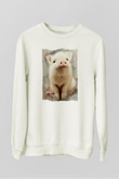 Domuz Beyaz Unisex Sweatshirt