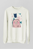 Domuz Beyaz Unisex Sweatshirt