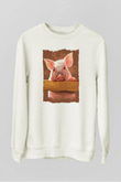 Domuz Beyaz Unisex Sweatshirt