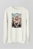 Domuz Beyaz Unisex Sweatshirt