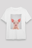 Domuz Beyaz Unisex Tişört T-Shirt - TişörtFabrikası