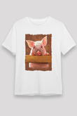 Domuz Beyaz Unisex Tişört T-Shirt - TişörtFabrikası