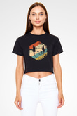 Domuz Siyah  Crop Top Tişört