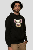 Domuz Siyah Unisex Hoodie