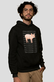 Domuz Siyah Unisex Kapüşonlu Sweatshirt