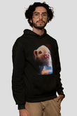 Domuz Siyah Unisex Kapüşonlu Sweatshirt