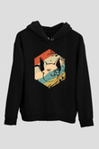 Domuz Siyah Unisex Kapüşonlu Sweatshirt