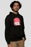 Domuz Siyah Unisex Kapüşonlu Sweatshirt