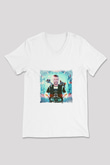 Don Diablo Baskılı Beyaz V Yaka Unisex Tişört