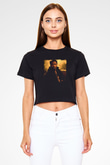 Donald Glover Baskılı Crop Top Siyah Kadın Tişört