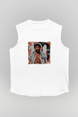 Donald Glover Baskılı Unisex Beyaz Kolsuz Tişört