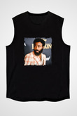 Donald Glover Baskılı Unisex Siyah Kolsuz Tişört