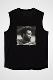 Donald Glover Baskılı Unisex Siyah Kolsuz Tişört