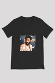 Donald Glover Baskılı Unisex Siyah V Yaka Tişört