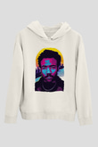 Donald Glover Beyaz Unisex Kapüşonlu Sweatshirt