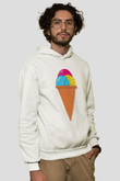 Dondurmacı Beyaz Unisex Kapüşonlu Sweatshirt