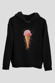 Dondurmacı Siyah Unisex Kapüşonlu Sweatshirt