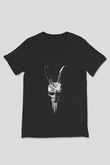 Donnie Darko Baskılı Unisex Siyah V Yaka Tişört - Tshirt
