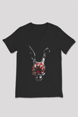 Donnie Darko Baskılı Unisex Siyah V Yaka Tişört - Tshirt
