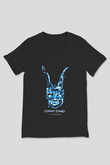 Donnie Darko Baskılı Unisex Siyah V Yaka Tişört - Tshirt