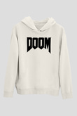 Doom Beyaz Unisex Kapşonlu Sweatshirt