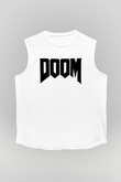 Doom Beyaz Unisex Kolsuz Tişört