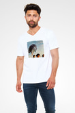 Doors Baskılı Unisex Beyaz V Yaka Tişört