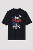 Doors Baskılı Unisex Siyah Oversize Tişört