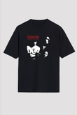 Doors Baskılı Unisex Siyah Oversize Tişört