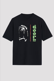Doors Baskılı Unisex Siyah Oversize Tişört