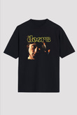 Doors Baskılı Unisex Siyah Oversize Tişört