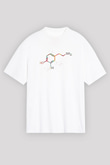 Dopamin Kimyasal Formülü Baskılı Unisex Oversize Beyaz Tişört - Tshirt