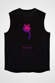 Dopamin Molekülü Baskılı Unisex Kolsuz Siyah Tişört - Tshirt