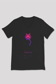 Dopamin Molekülü Baskılı Unisex V Yaka Siyah Tİşört - Tshirt
