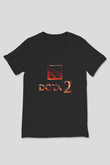 Dota 2 Siyah Unisex V Yaka Tişört T-Shirt