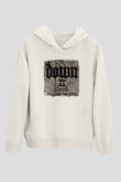 Down Baskılı Unisex Beyaz Hoodie