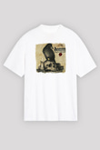 Down Baskılı Unisex Beyaz Oversize Tişört