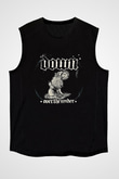 Down Baskılı Unisex Siyah Kolsuz Tişört