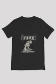 Down Baskılı Unisex Siyah V Yaka Tişört