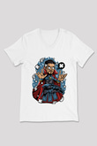 Dr Strange Baskılı Unisex Beyaz V Yaka Tişört