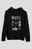 Dracula Baskılı Unisex Siyah Hoodie