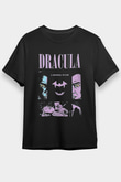 Dracula Baskılı Unisex Siyah Tişört - Tshirt