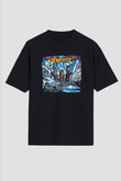 Dragon Force Baskılı Unisex Siyah Oversize Tişört