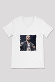 Drake Baskılı Beyaz V Yaka Unisex Tişört