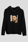 Drake Baskılı Unisex Siyah Hoodie