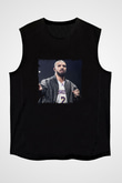 Drake Baskılı Unisex Siyah Kolsuz Tişört