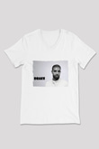 Drake Beyaz Unisex V Yaka Tişört
