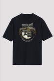 Dream Evil Baskılı Unisex Siyah Oversize Tişört - Tshirt