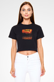 Drudkh Baskılı Unisex Siyah Crop Top Tişört