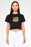 Drudkh Baskılı Unisex Siyah Crop Top Tişört